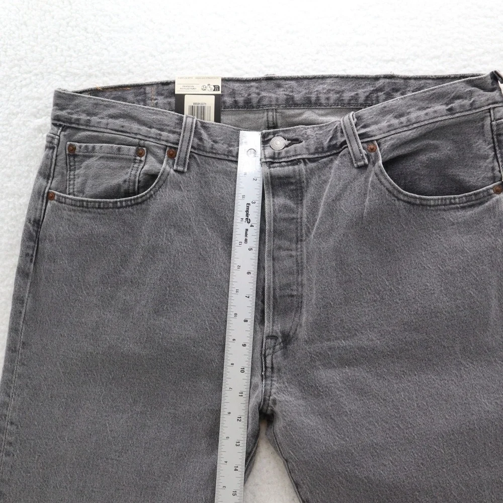 Levis 501 Jeans Mens 38x32 Gray Original Button Fly Stretch Denim Grunge Punk